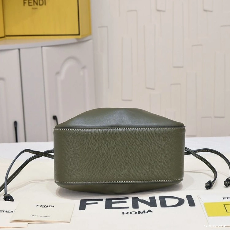 Cheap HOT Green Bag Fendi Mini Pomodorino In Calf Bucket Leather 0717
